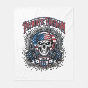 Patriotic 1776 Off Road Skull Monster Truck Fleece Blanket