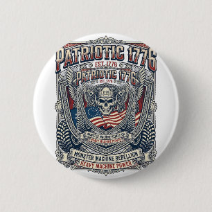 Patriotic 1776 Off Road Skull Monster Truck Heavy 6 Cm Round Badge