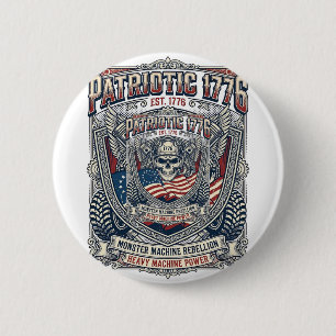 Patriotic 1776 Off Road Skull Monster Truck Heavy 6 Cm Round Badge