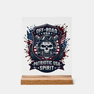 Patriotic 1776 Off Road Skull Monster Truck Heavy Acrylic Sign