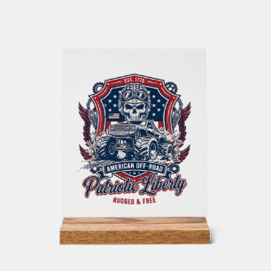 Patriotic 1776 Off Road Skull Monster Truck Heavy Acrylic Sign