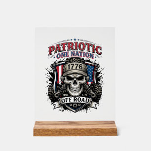 Patriotic 1776 Off Road Skull Monster Truck Heavy Acrylic Sign