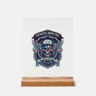 Patriotic 1776 Off Road Skull Monster Truck Heavy Acrylic Sign