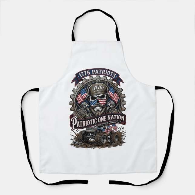 Patriotic 1776 Off Road Skull Monster Truck Heavy  Apron (Front)