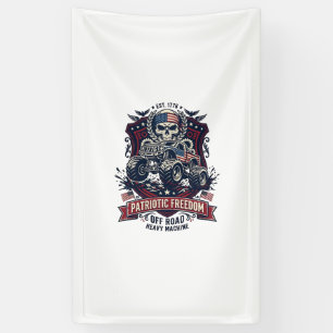 Patriotic 1776 Off Road Skull Monster Truck Heavy Banner