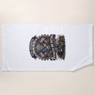 Patriotic 1776 Off Road Skull Monster Truck Heavy  Beach Towel