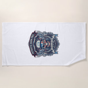 Patriotic 1776 Off Road Skull Monster Truck Heavy  Beach Towel