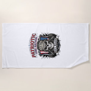 Patriotic 1776 Off Road Skull Monster Truck Heavy  Beach Towel