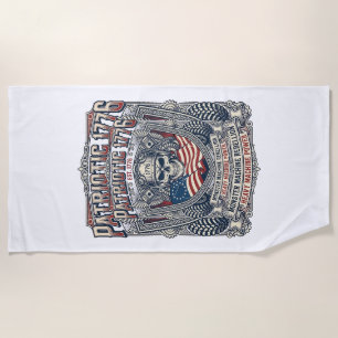 Patriotic 1776 Off Road Skull Monster Truck Heavy  Beach Towel