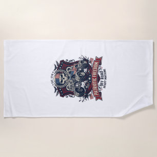 Patriotic 1776 Off Road Skull Monster Truck Heavy  Beach Towel
