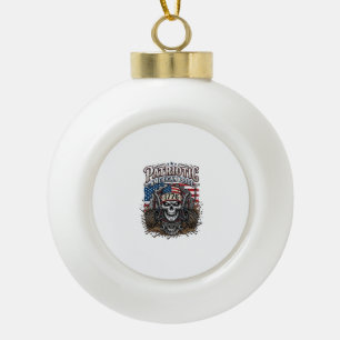 Patriotic 1776 Off Road Skull Monster Truck Heavy Ceramic Ball Christmas Ornament