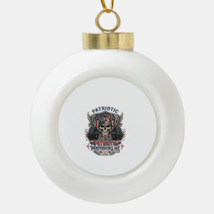 Patriotic 1776 Off Road Skull Monster Truck Heavy  Ceramic Ball Christmas Ornament