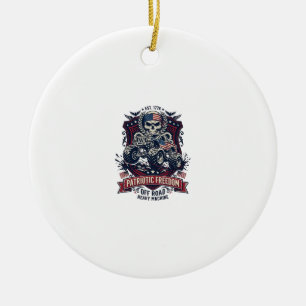 Patriotic 1776 Off Road Skull Monster Truck Heavy Ceramic Tree Decoration