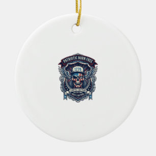 Patriotic 1776 Off Road Skull Monster Truck Heavy  Ceramic Tree Decoration