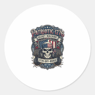 Patriotic 1776 Off Road Skull Monster Truck Heavy  Classic Round Sticker