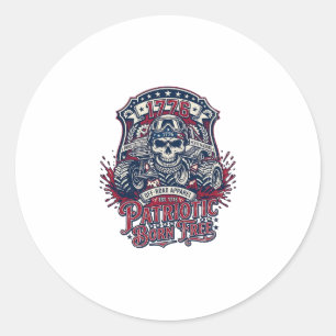 Patriotic 1776 Off Road Skull Monster Truck Heavy  Classic Round Sticker