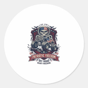 Patriotic 1776 Off Road Skull Monster Truck Heavy  Classic Round Sticker