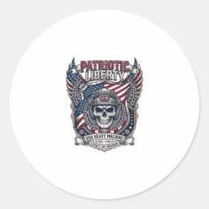 Patriotic 1776 Off Road Skull Monster Truck Heavy  Classic Round Sticker