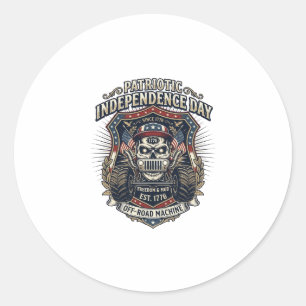 Patriotic 1776 Off Road Skull Monster Truck Heavy  Classic Round Sticker