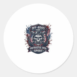 Patriotic 1776 Off Road Skull Monster Truck Heavy  Classic Round Sticker