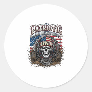 Patriotic 1776 Off Road Skull Monster Truck Heavy Classic Round Sticker