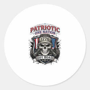 Patriotic 1776 Off Road Skull Monster Truck Heavy  Classic Round Sticker