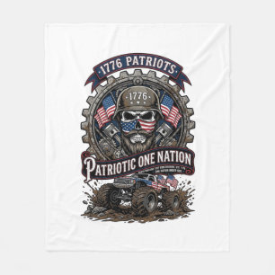 Patriotic 1776 Off Road Skull Monster Truck Heavy Fleece Blanket