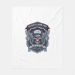 Patriotic 1776 Off Road Skull Monster Truck Heavy  Fleece Blanket
