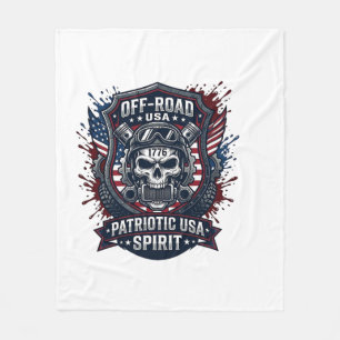 Patriotic 1776 Off Road Skull Monster Truck Heavy Fleece Blanket