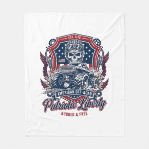 Patriotic 1776 Off Road Skull Monster Truck Heavy  Fleece Blanket