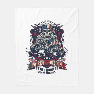 Patriotic 1776 Off Road Skull Monster Truck Heavy Fleece Blanket