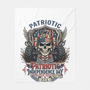 Patriotic 1776 Off Road Skull Monster Truck Heavy  Fleece Blanket