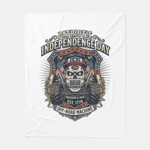 Patriotic 1776 Off Road Skull Monster Truck Heavy  Fleece Blanket