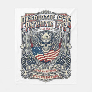 Patriotic 1776 Off Road Skull Monster Truck Heavy  Fleece Blanket