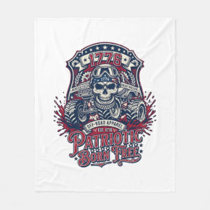 Patriotic 1776 Off Road Skull Monster Truck Heavy  Fleece Blanket