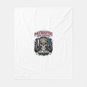 Patriotic 1776 Off Road Skull Monster Truck Heavy Fleece Blanket