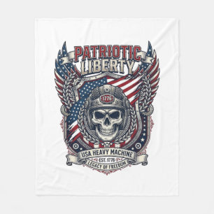 Patriotic 1776 Off Road Skull Monster Truck Heavy  Fleece Blanket