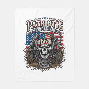 Patriotic 1776 Off Road Skull Monster Truck Heavy Fleece Blanket