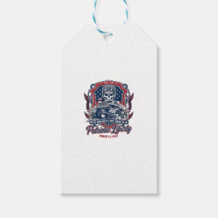 Patriotic 1776 Off Road Skull Monster Truck Heavy  Gift Tags