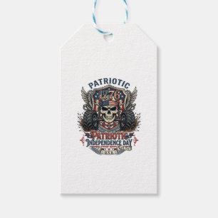 Patriotic 1776 Off Road Skull Monster Truck Heavy  Gift Tags