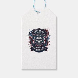Patriotic 1776 Off Road Skull Monster Truck Heavy  Gift Tags