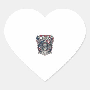Patriotic 1776 Off Road Skull Monster Truck Heavy  Heart Sticker