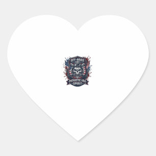 Patriotic 1776 Off Road Skull Monster Truck Heavy Heart Sticker
