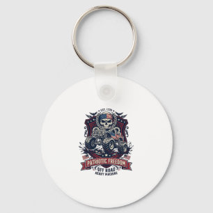 Patriotic 1776 Off Road Skull Monster Truck Heavy Key Ring