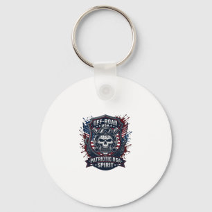 Patriotic 1776 Off Road Skull Monster Truck Heavy Key Ring