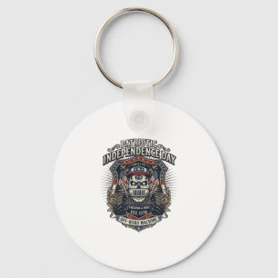 Patriotic 1776 Off Road Skull Monster Truck Heavy Key Ring