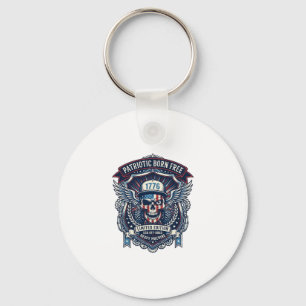 Patriotic 1776 Off Road Skull Monster Truck Heavy Key Ring