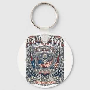 Patriotic 1776 Off Road Skull Monster Truck Heavy Key Ring