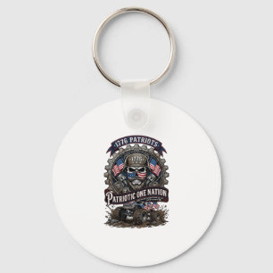 Patriotic 1776 Off Road Skull Monster Truck Heavy Key Ring