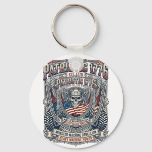 Patriotic 1776 Off Road Skull Monster Truck Heavy Key Ring
